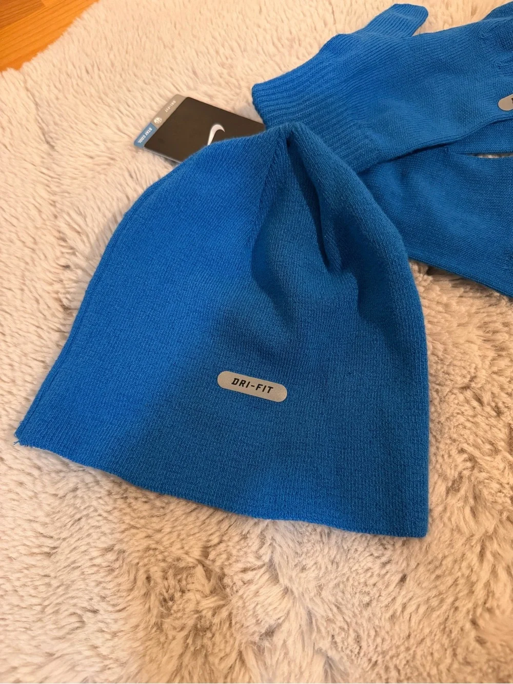 Nike Royal Blue Dri-FIT Knit Gloves and Beanie Set